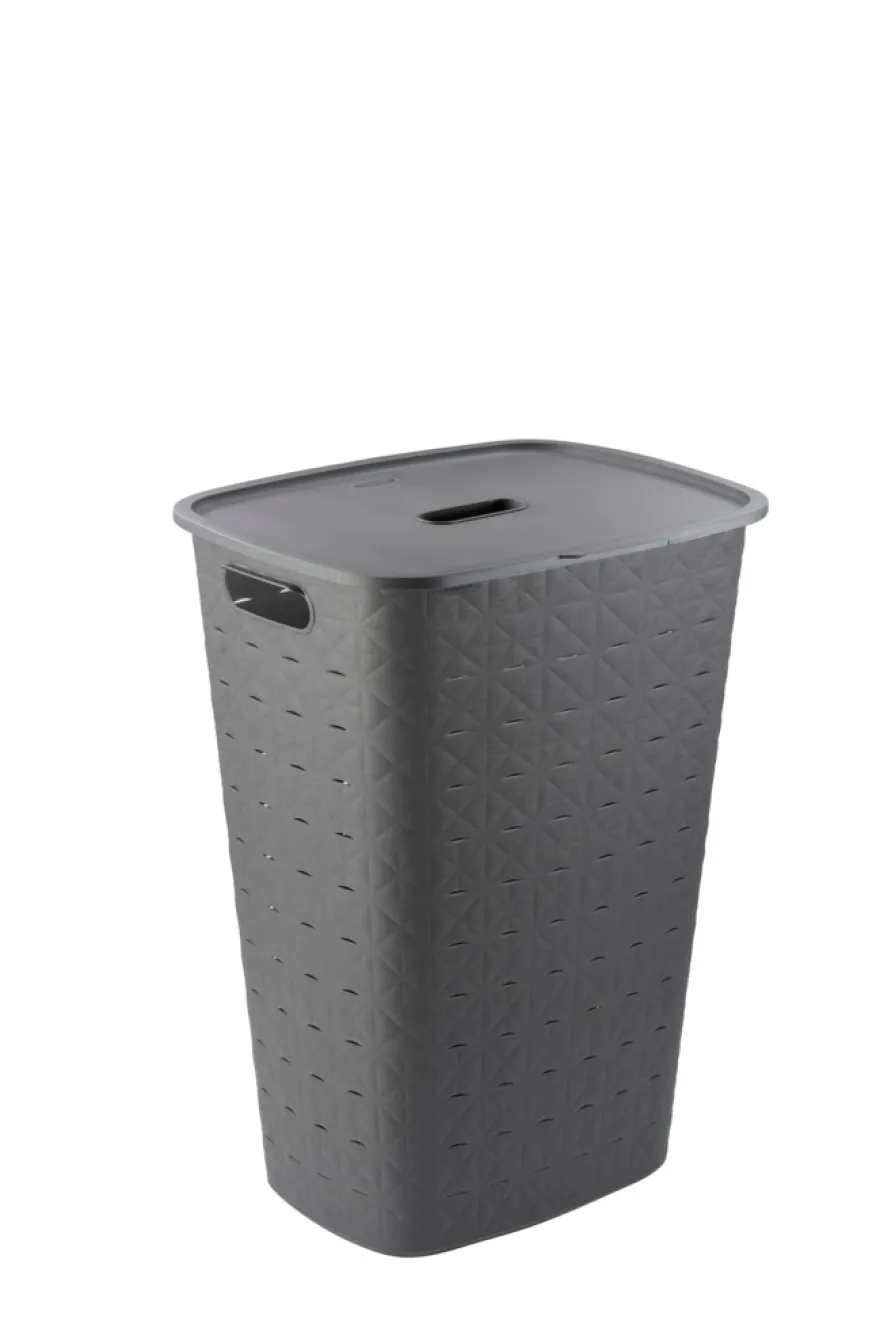Curver vasketøjskurv med låg 56 liter grå