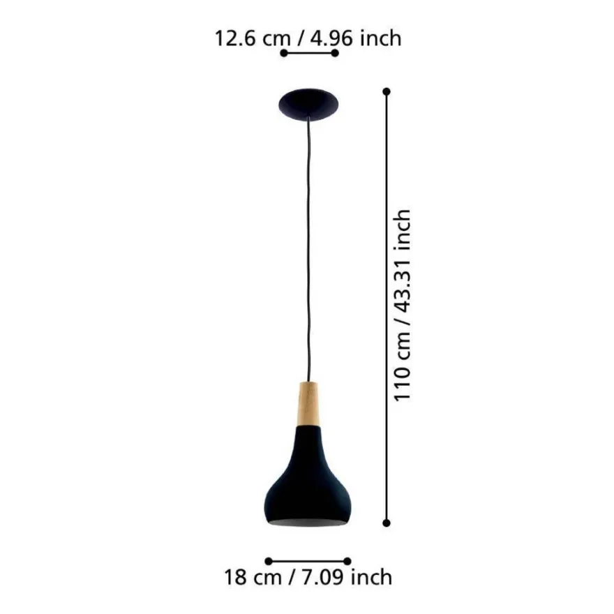 Eglo Sabinar pendel sort/brun Ø18 cm