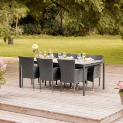 Havebord 205 x 104 cm i sort Grey Stone Look