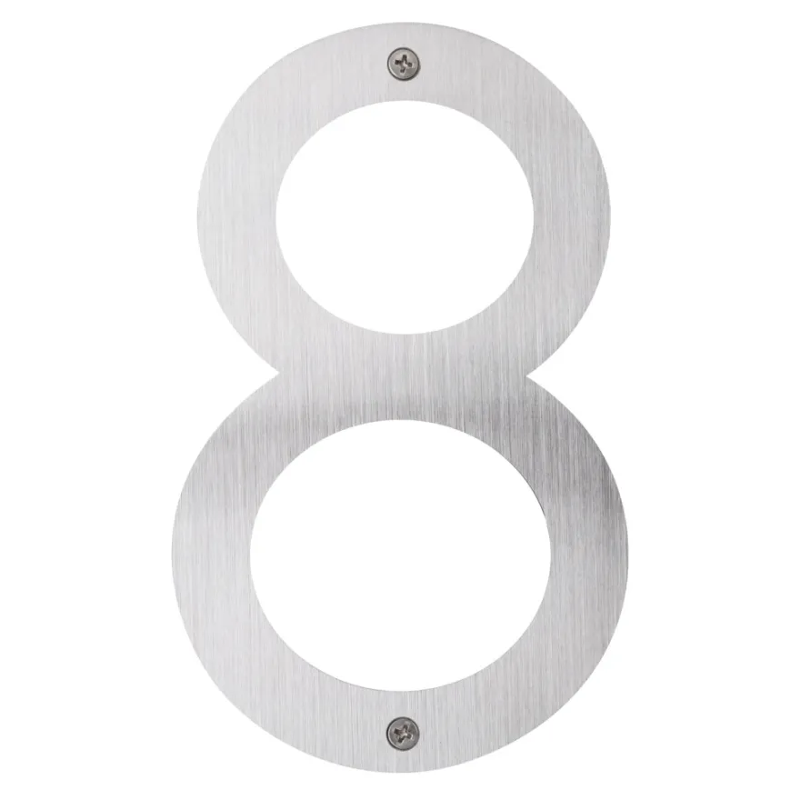 Husnummer 8 rustfrit stål 25 cm