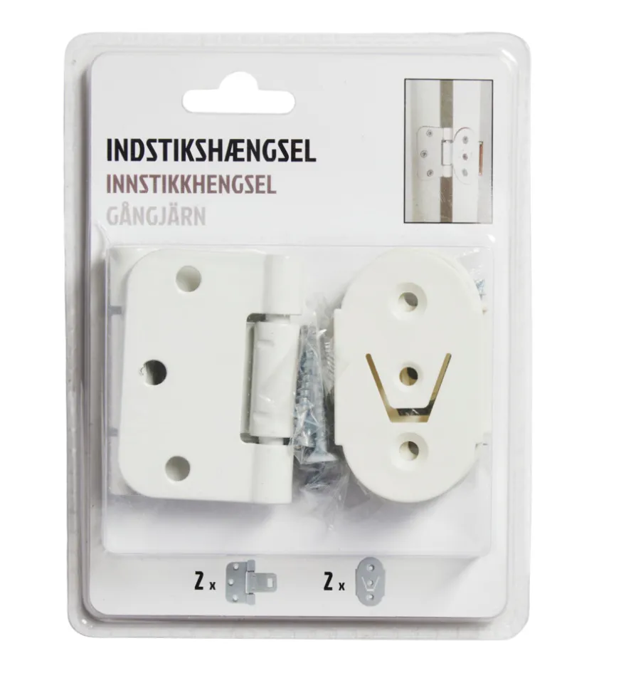 Indstikshængsel sæt hvid 2 stk.