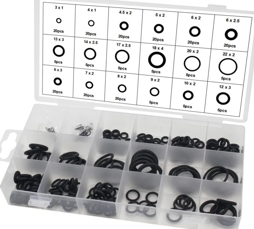 O-ringe gummi sortimentsæske 200 stk.