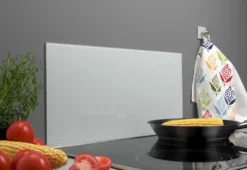 Stænkplade hvid glas firkantet 80 x 40 cm