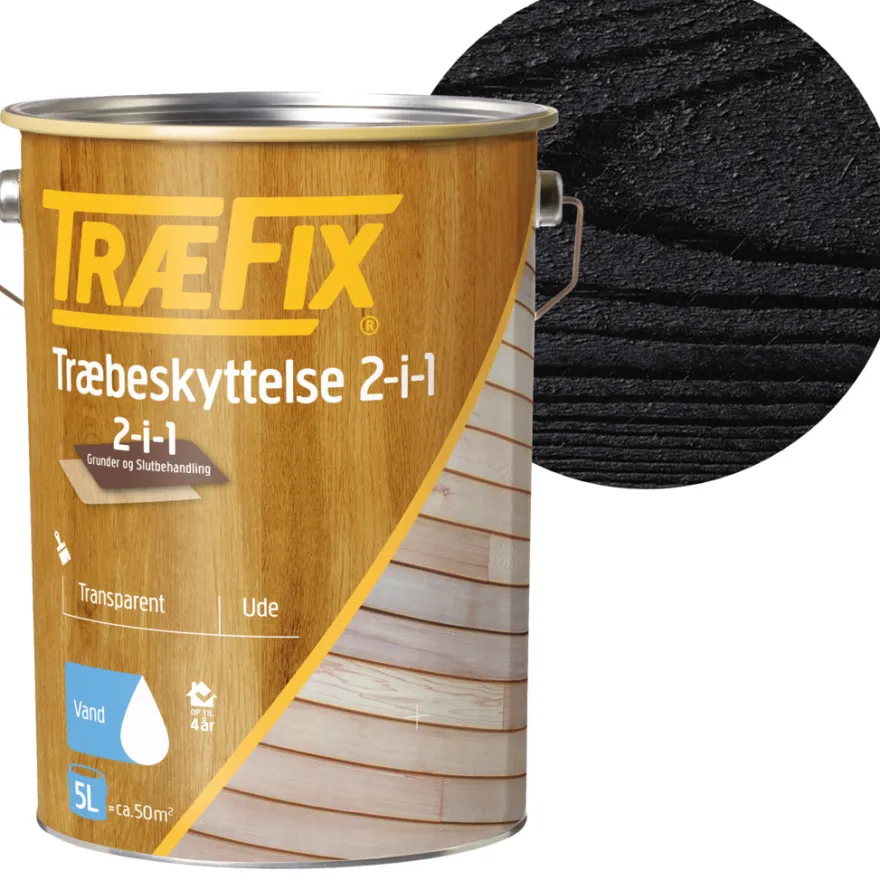 TræFix® sort træbeskyttelse 2-i-1 5 liter